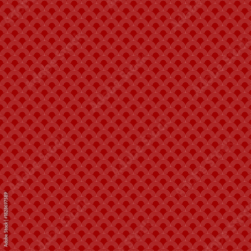Red half-circular seamless pattern. Background and wallpaper red design style. Chinese New Year vector illustration.