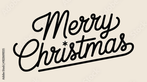 Elegant merry christmas script text on beige background
