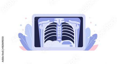 Illustration of a digital medical scan showing human thoracic cavity with