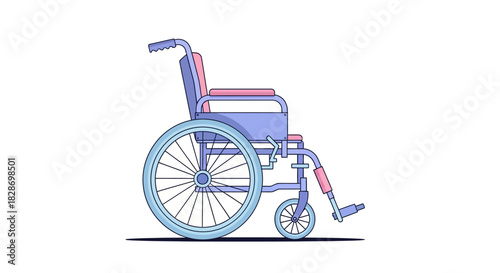 Minimalist Illustration Depicting a Disabled Wheelchair in Gentle Pastel Colors