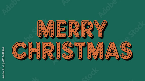 Retro merry christmas text with festive pattern