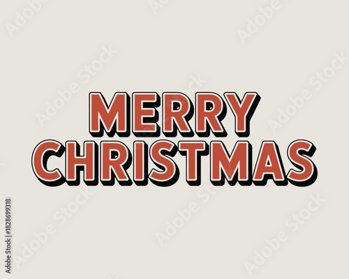 Bold retro merry christmas text on light background