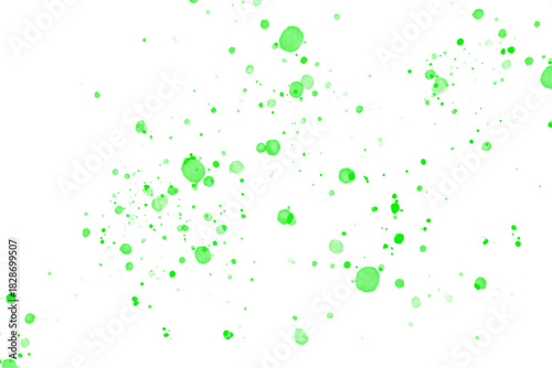 Green splatter background abstract art drop design pattern on transparent