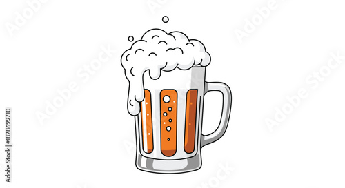 A frothy beer mug filled to the brim offers a refreshing and satisfying drink.