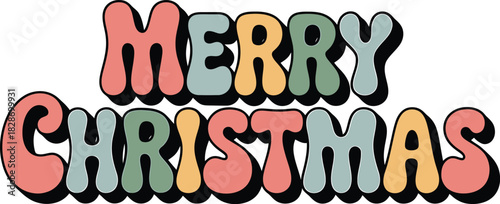 Retro merry christmas text with pastel colors
