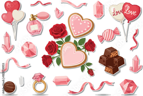 Valentine's Day Sweets and Treasures A Collection of Pink-Themed Treats and Gifts
