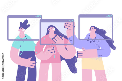 Online conference and video chat concept