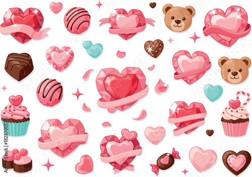 Sweet Valentine's Day Heart-Shaped Desserts and Teddy Bears