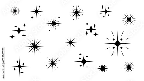 Sparkle star and shimmer light gleam icons collection. set of various vector graphic elements for design decoration and embellishment.