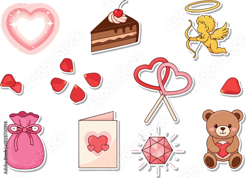 Sweet Valentine's Day Stickers Hearts, Treats & Affection