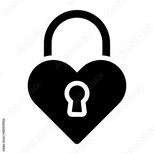 lock with love heart shape glyph icon