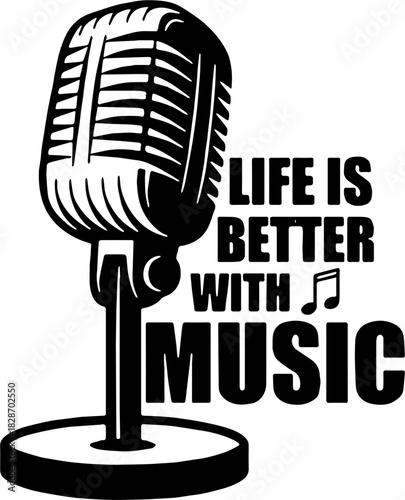 retro microphone vector illustration font text 