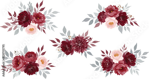 Elegant burgundy and blush floral arrangements for celebrations and design