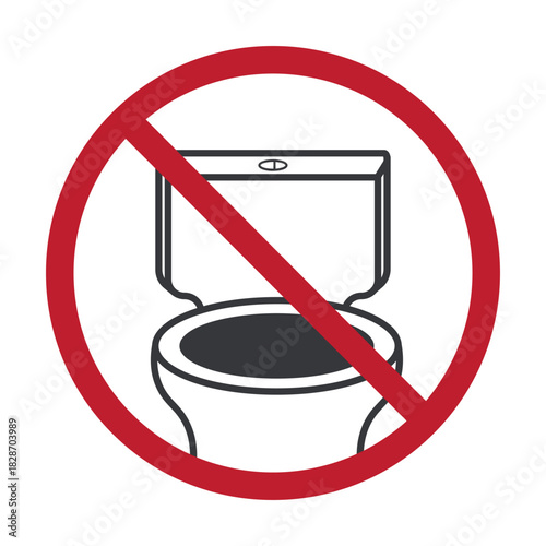 Isolated icon toilet or restroom and red cross, showing bathroom temporary out of order or service warning.