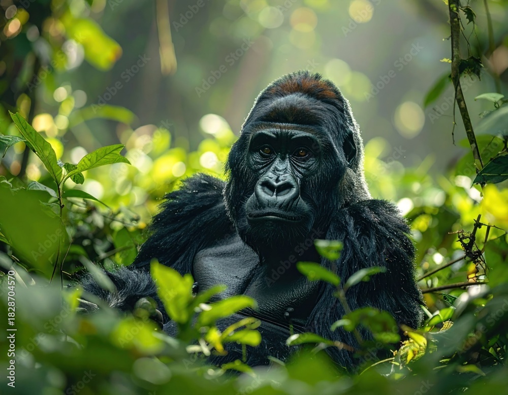 Obraz premium Gorilla in lush forest