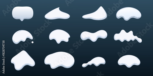 Cartoon snow caps collection for winter holiday design elements