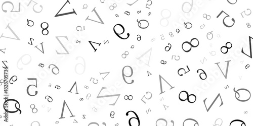 Black letter pattern on white background. Vector illustration for education design. Seamless pattern letters random flying. Alphabet book concept for grammar school. Letter wallpaper