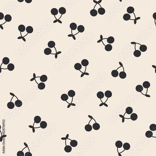 seamless pattern with cherry, Flat lay of cherries on a beige background