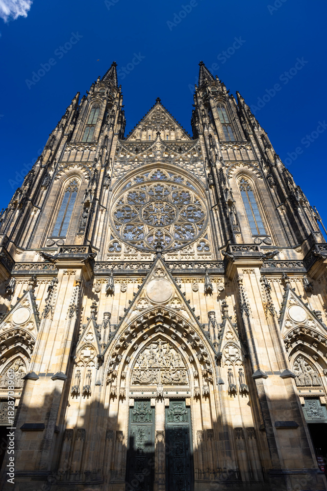 Fototapeta premium Saint Vitus Cathedral facade in Prague Castle Czechia