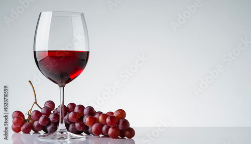 Картината върху платно Elegant Red Wine and Grapes Still Life Composition.