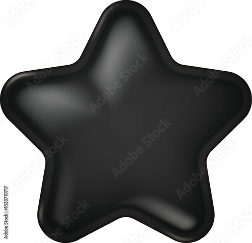 Canvastavla A realistic glossy black 3D star sticker with a smooth inflated shape, shiny surface and clean isolated design