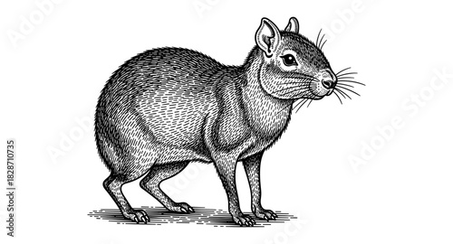 Engraved agouti illustration in detailed vintage style for nature enthusiasts