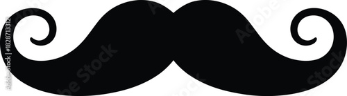Curly Handlebar Mustache Silhouette Vector