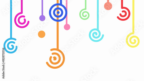 Pastel Abstract Loops and Dots Suspended in Empty Space – Soft Vector Art