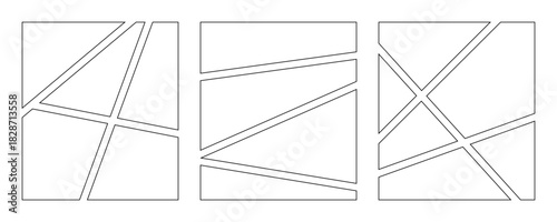 Collage grid manga book template. Comic strip background frame set on transparent background.