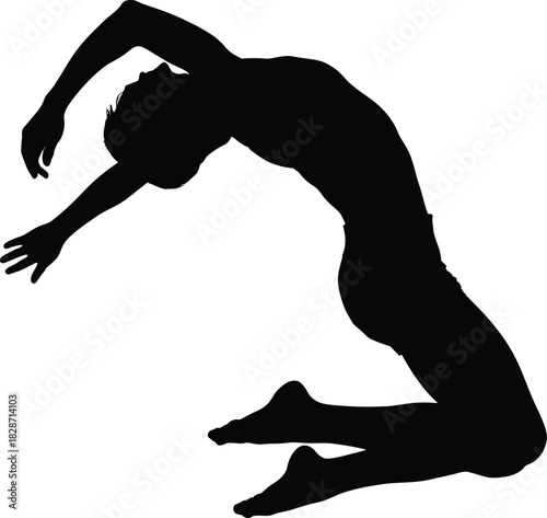 Flexible Dancer Backbend Silhouette Vector