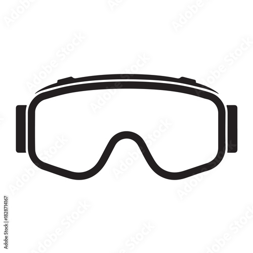 Ski goggles icon, winter sport equipment, snow glasses, snowboard mask, isolated on white background for your design