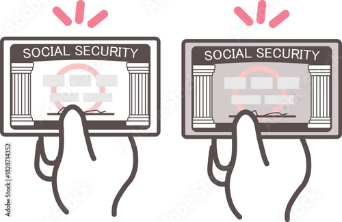 ソーシャルセキュリティーカードを差し出す手のイラスト