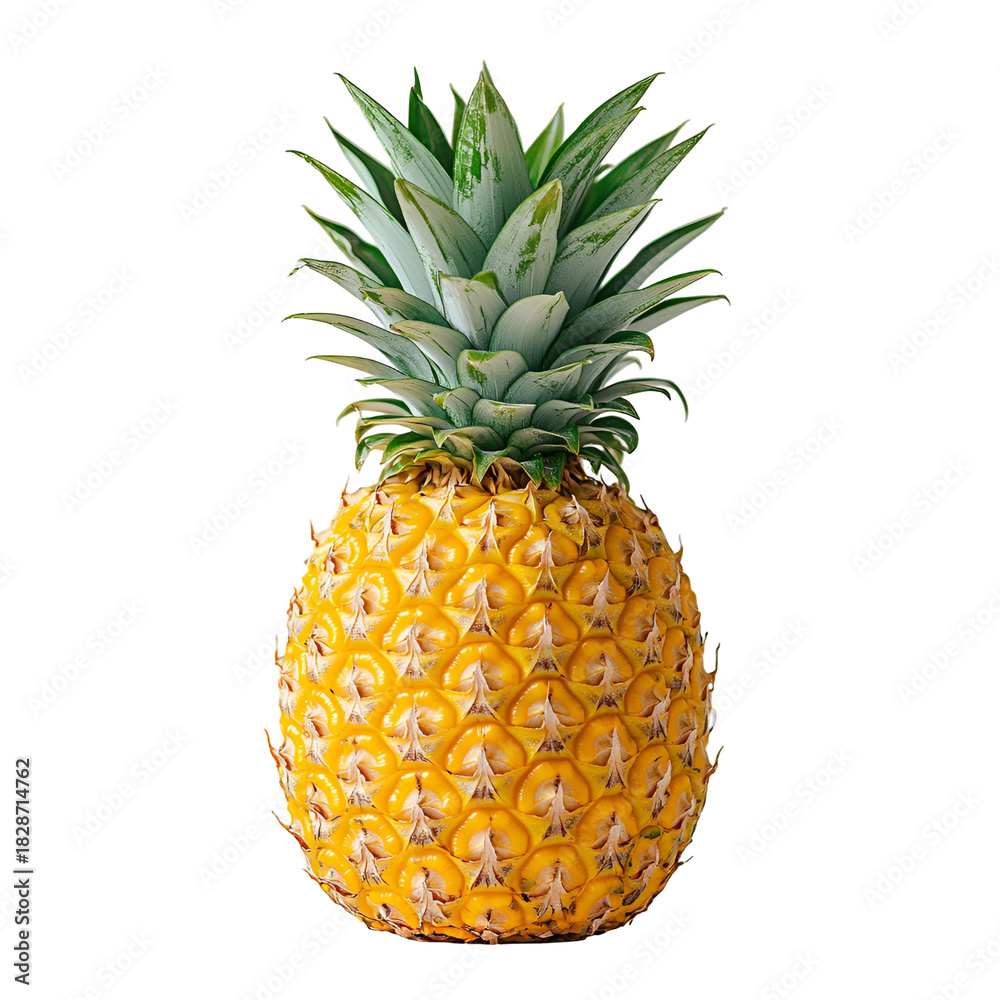 Fototapeta premium Fresh ripe yellow pineapple isolated on transparent background