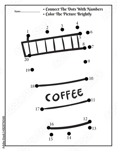 Connect the dots to reveal a coffee cup illustration