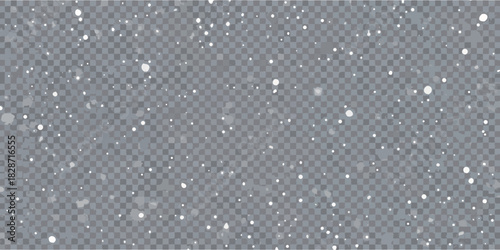 Falling snow overlay with transparent background for winter holiday design and weather effects