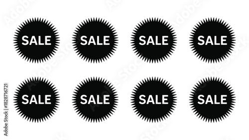 Get ready for incredible savings with these striking black sale bursts, perfect for advertising promotions and driving consumer engagement now