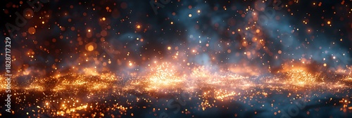 Panoramic View of Fiery Orbs and Cosmic Dust in a Nebula