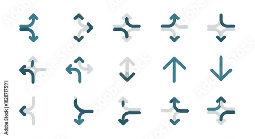 Minimal arrow direction icon set vector collection