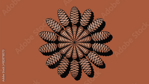 Pinecone blossom art, autumnal design element, seasonal forest floor pattern, fall design, nature inspired art, decorative cones, unique print