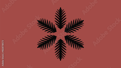 Elegant fern frond snowflake on earthy background for winter holiday designs, creating a natural, calming vibe for your seasonal projects