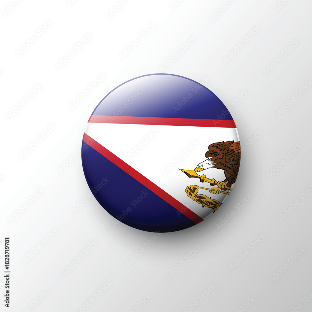 Obraz premium Glossy 3D American Samoa flag button with eagle emblem