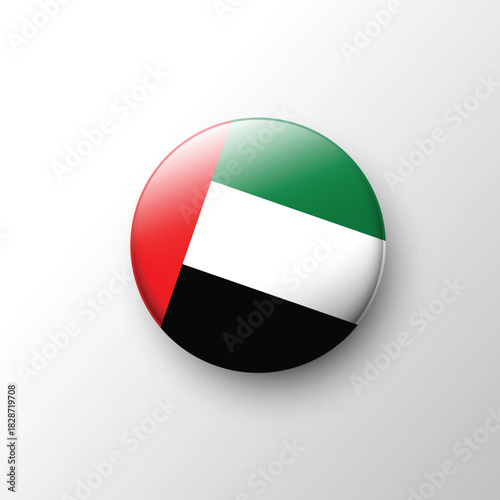 Glossy 3D United Arab Emirates flag button icon