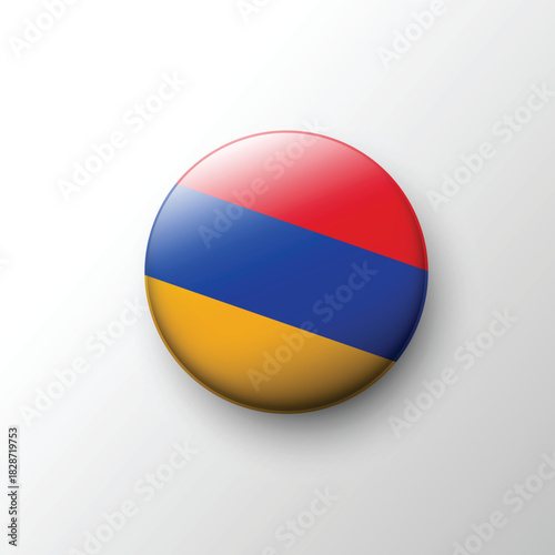 Glossy 3D Armenia flag button with tricolor design