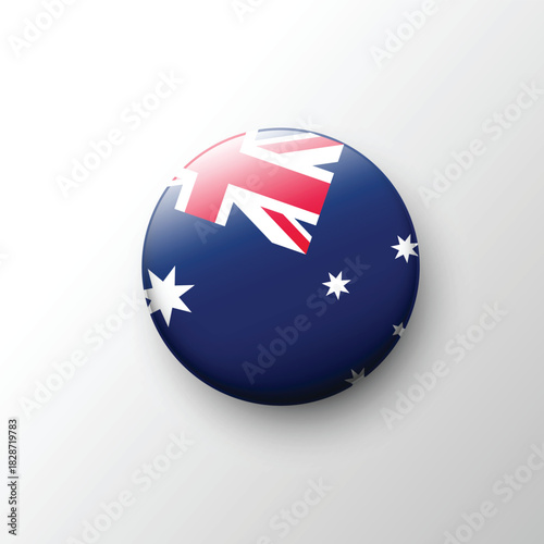 Glossy 3D Australia flag button with Union Jack and stars