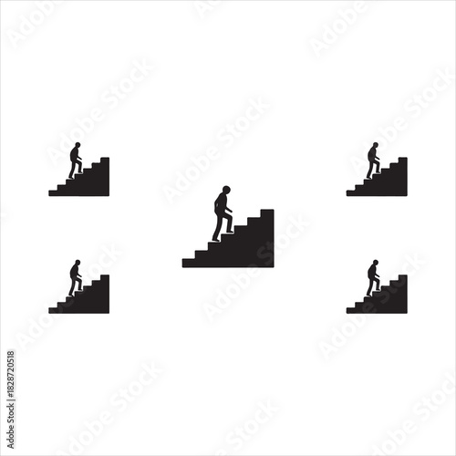 Walking up the stairs or staircase icon is represented by a silhouette and modern design. Walking up staircase or stairs icon silhouette and vector. Silhouette vector icon illustration of a person.