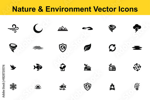 Nature and environment vector icons set for ecological design