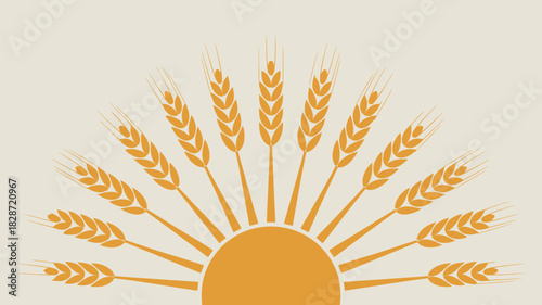 Golden wheat design element evokes rustic warmth and harvest abundance, perfect for branding or packaging with a touch of natural elegance