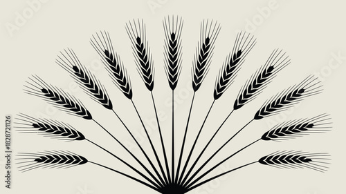 Elegant wheat stalks arranged in a semi-circle, perfect for rustic designs, harvest themes, or natural food product branding, creating a warm, organic feel