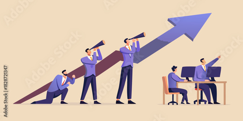 Business growth and vision teamwork and strategy for success