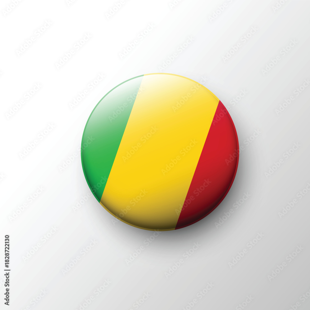Fototapeta premium Glossy 3D Mali flag circular badge